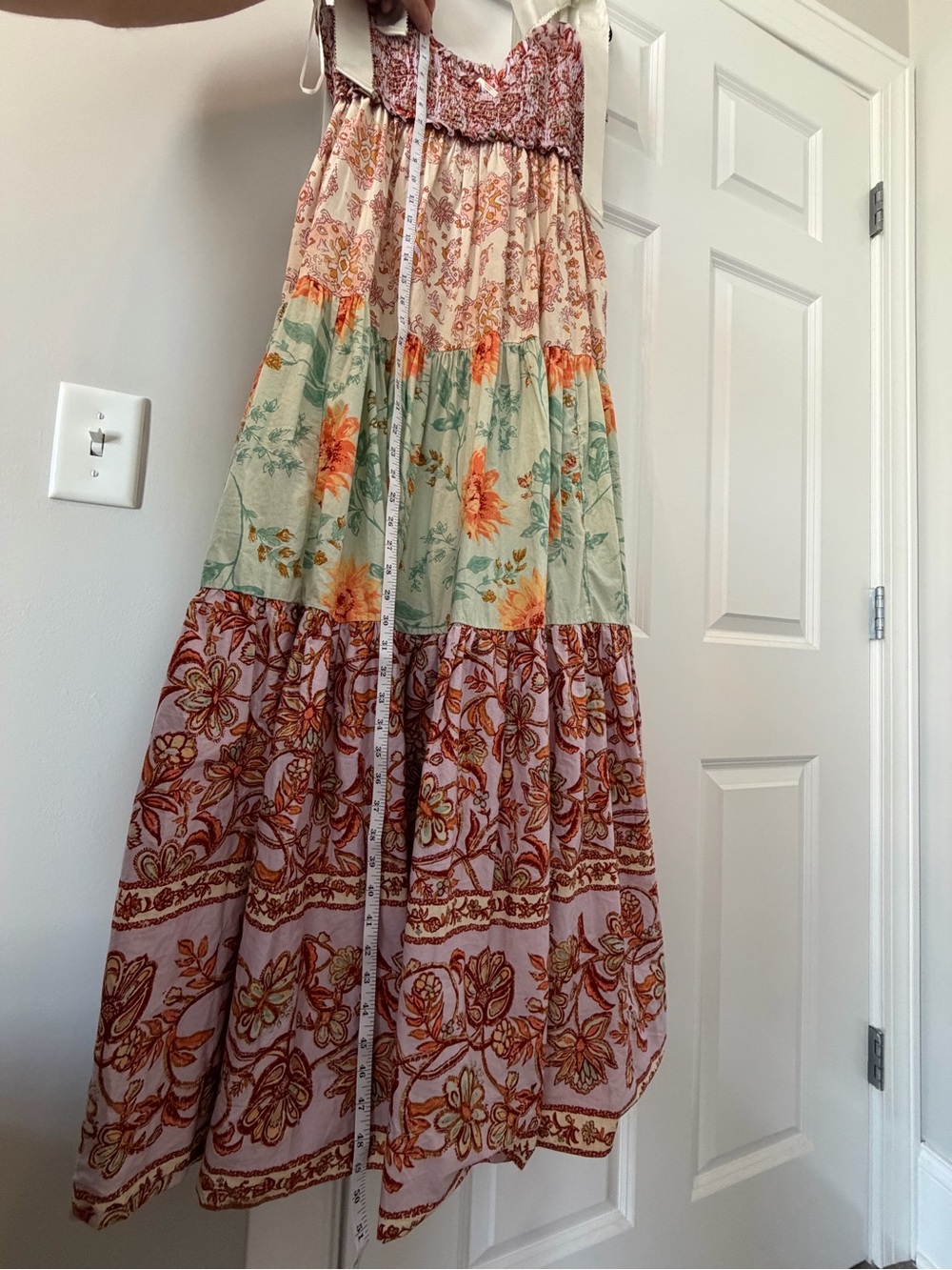 Free People Bluebell Maxi Multi Print Dress with Satin Ties - Picture 6 of 8